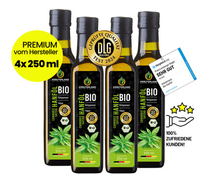KRÄUTERLAND Bio Hanföl 1L kaltgepresst Omega 3 6 9  frisch vom Hersteller