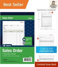 Compact 50-Set Carbonless Sales Order Book - White/Canary/Pink, 5.56"x8.44"