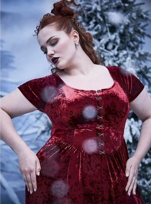 5x red dress Cassie LIZ Womens Plus Size Dresses 5X V Neck Plaid Red Maxi Dress with Elastic Waist Curvy Silhouette with Pockets Fall Winter Long Sleeve Romantic