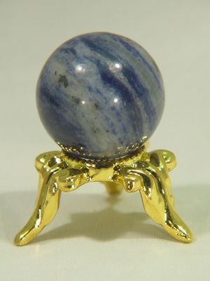 BUTW 20 mm blue sodalite stone mini sphere orb lapidary with stand 2630E