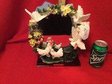 Vintage Vanity Table Mirror-Desk Makeup Mirror With white  doves,and tulip frame