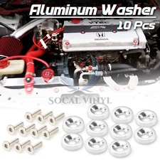 10pcs Silver Billet Aluminum Bumper Fender Washer Bolt Engine Bay Screw Dress Up