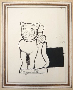 Détails Sur Chat Dessin Encre De Chine Signé Benjamin Rabier