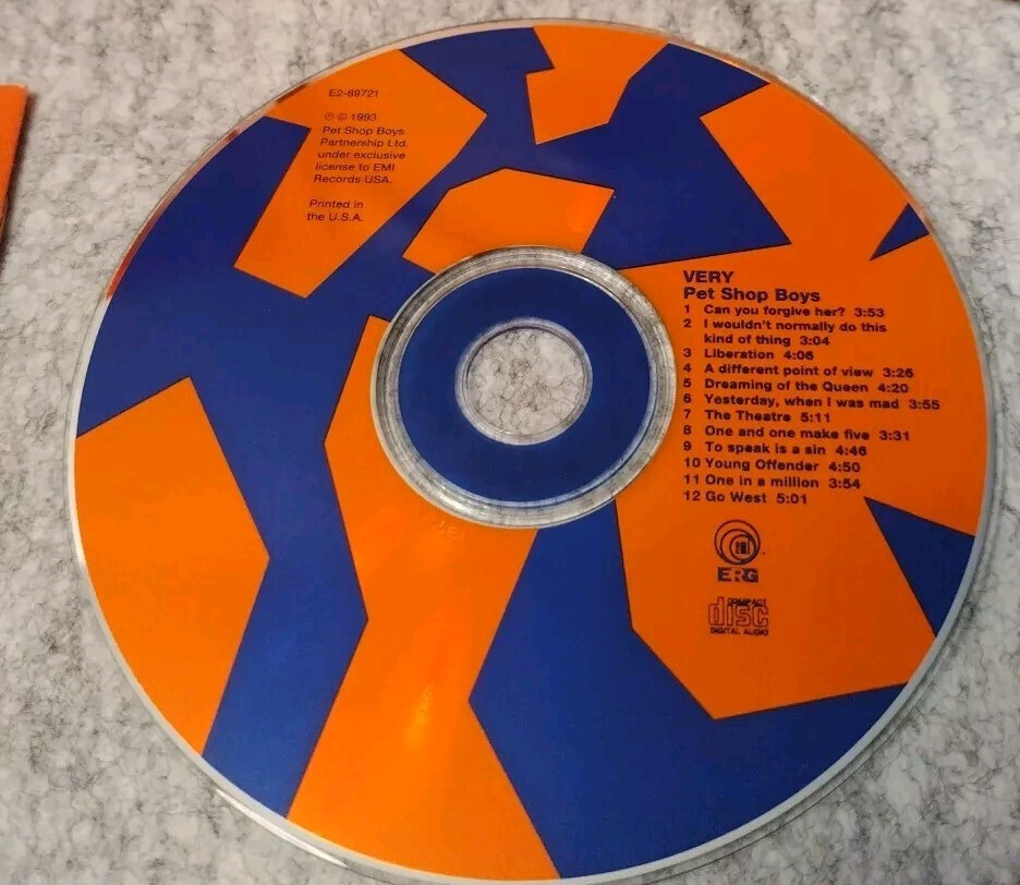 Pet Shop Boys VERY (CD, 1993, Capitol Records) Orange Embossed