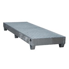 Auffangwanne Stahlwanne 4x200L Fässer Gitterrost 2400x800x250mm 222 L Verzinkt