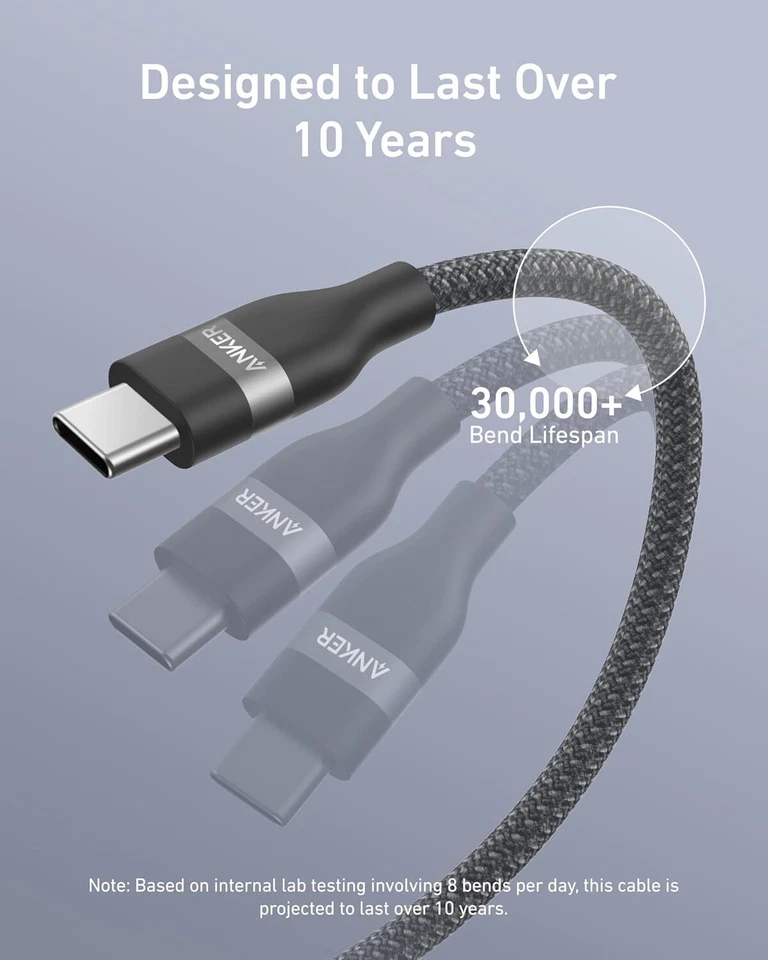 Anker Nano USB C Cable 240W Charging 3ft Flexible Braided Cord for iPhone 16/Mac - Image 4 of 4