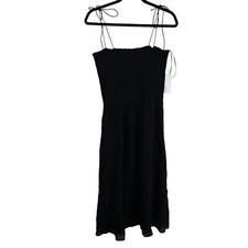 NWT Reformation Sable Spaghetti Straps Smocked Midi Dress Black Size XL