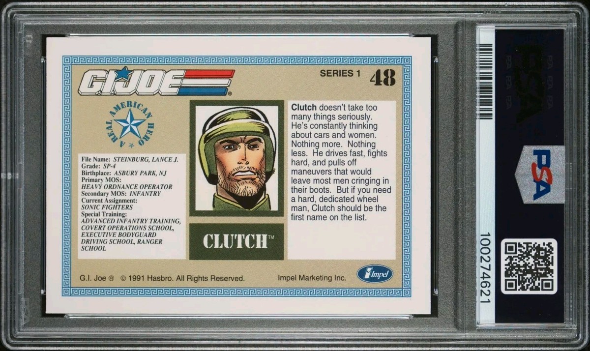 PSA 10 - 1991 Impel Hasbro GI Joe Series 1 Trading Card #48 Clutch