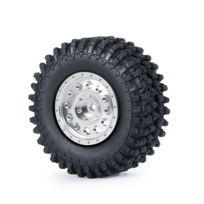 Cerchi E Pneumatici Metallici AXSPEED 1.0 Per RC Crawler 1:24 SCX24 - Argento/Nero