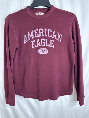 American Eagle Mens Small Pullover Crew Neck Long Sleeve Sweatshirt Maroon