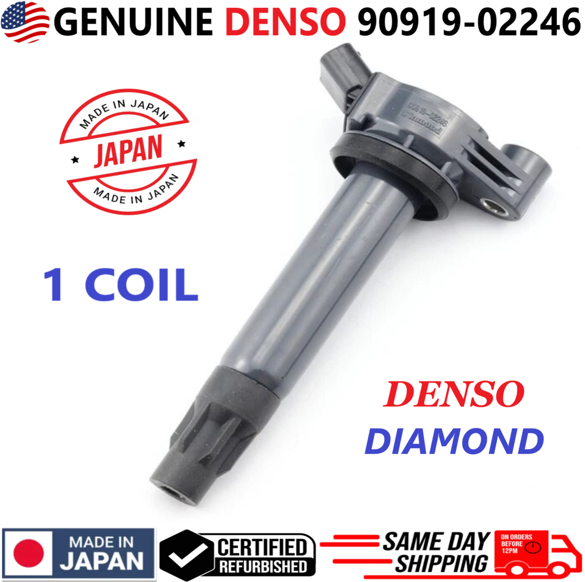 0228 GENUINE DENSO x1 Ignition Coil For 2004-2010 Toyota & Lexus