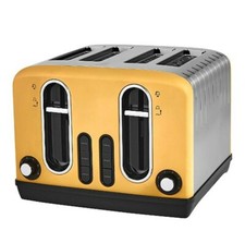 Yellow 4 Slice Bread Toaster Bagel Cook Kitchen Luxury Home office Electric UK💛