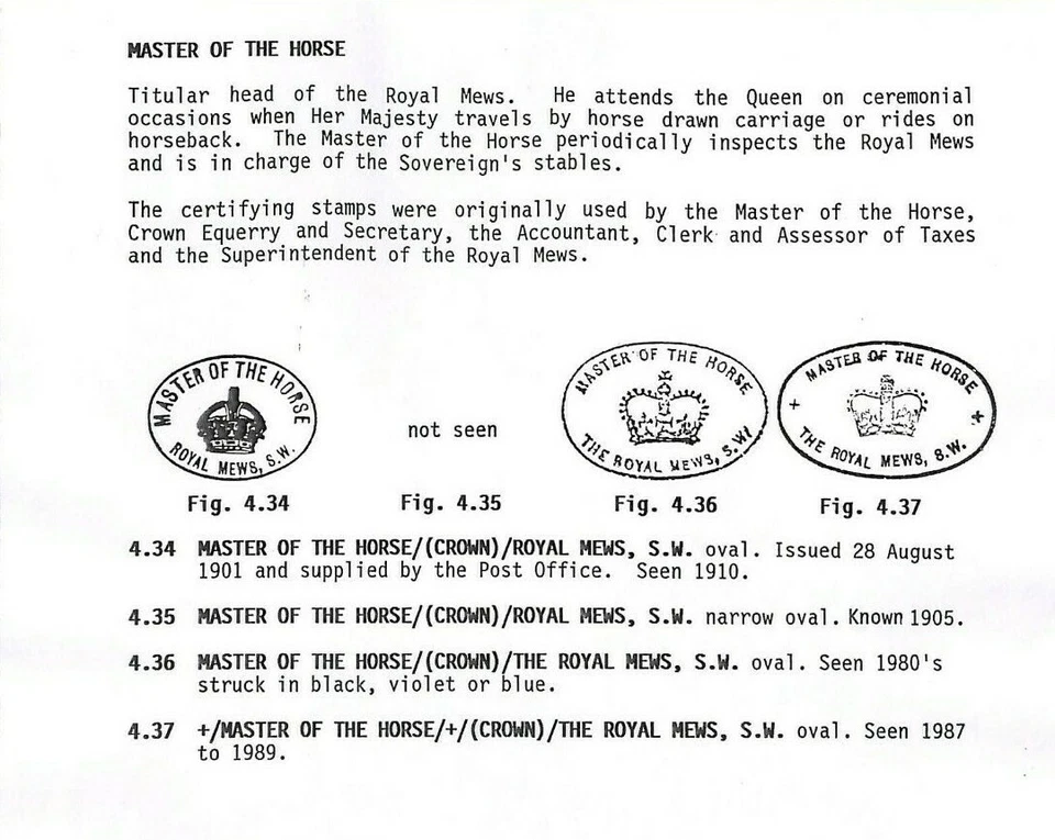 GB ROYALTY OFFICIAL Proof Postmarks *MASTER OF HORSE* Royal Mews Windsor MS3799 - Image 3 of 4