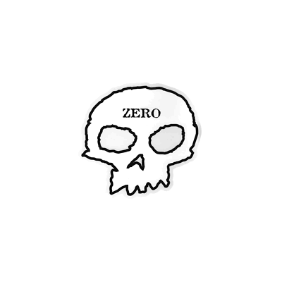 Zero Skateboard Sticker Skull Logo Clear/White 4.5