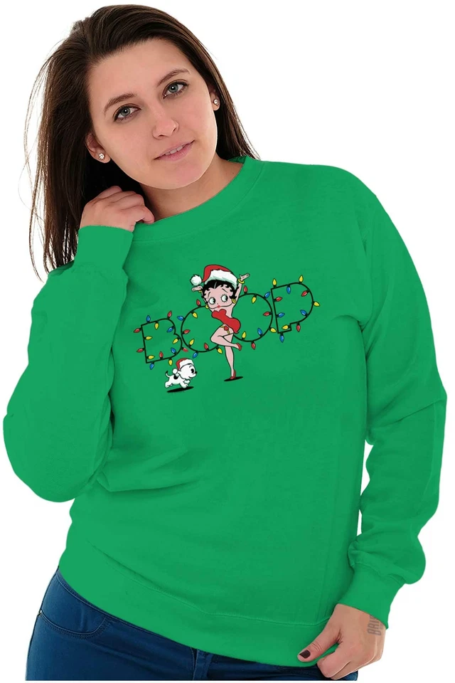 Betty Boop Linda Navidad Luces Mujeres Cuello Redondo Sudadera Pullover Foto 3 de 4