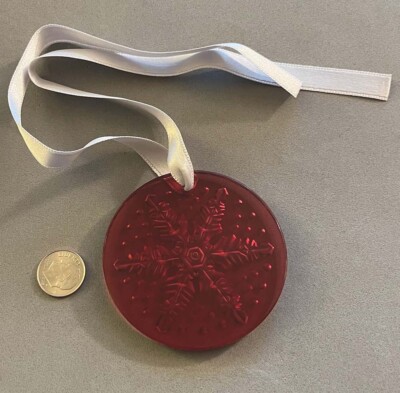 Rare LALIQUE 2013 Flocon de Neige Snowflake Red Crystal Christmas Ornament NIB