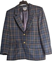 Vtg Women's Pendleton Blackwatch Plaid Blazer Double Breasted Sz 14 Virgin Wool