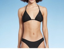 Women  s Wild Fable Triangle Bikini Top Black S NWT