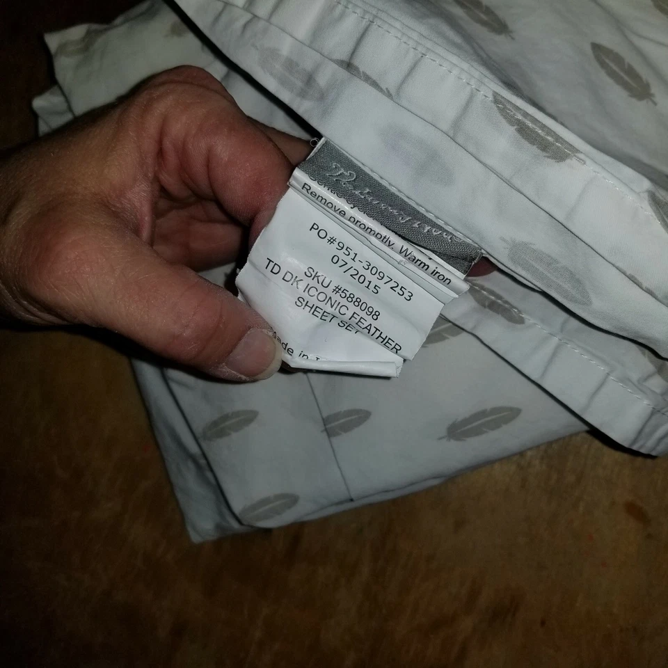 Land of Nod "DK Iconic Feather - Gray" Toddler Fitted Sheet - Image 4 of 4