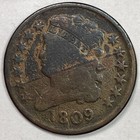 1809 Classic Head Half Cent Very Good Vg Coin #18262