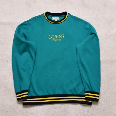 Vintage 90s Guess Green Embroidered Sweater Size Small UK