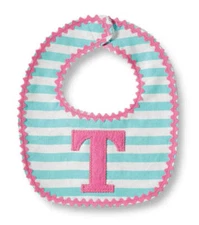 Mud Pie Initials Baby Girl T Striped Bib