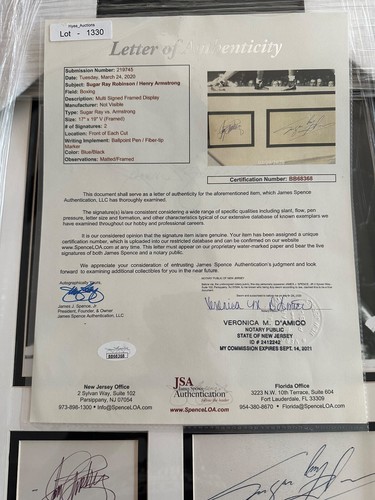 SUGAR RAY ROBINSON VS HENRY ARMSTRONG DUAL SIGNED-JSA AUTHENTICATED - BEAUTIFUL - Picture 6 of 8