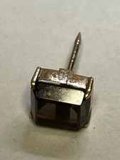 14k SOLID GOLD LARGE SMOKEY TOPAZ TIE TAC PIN  VINTAGE 1.8 grams