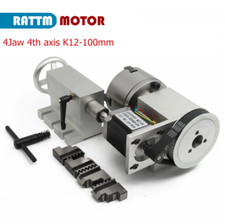 CNC Rotation 4th Axis K12-100mm 4 jaw chuck dividing head with 65mm Tailstock