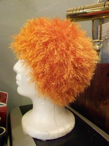 Chemo Fun Fur Hat Hairy Cap Soft feeling Orange