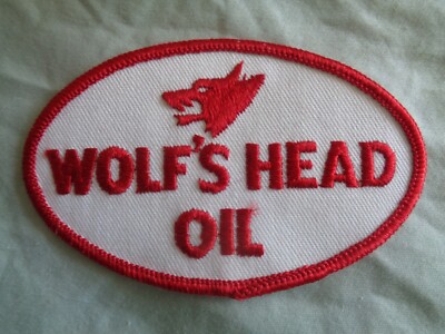 WOLF'S HEAD OIL UNIFORM PATCH - small 3 1/2 x 2 1/4 NEW VINTAGE - ORIGINAL - GAS