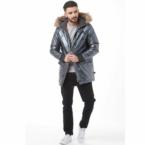 Parka metálica Bellfield Salford plateada pequeña TD021 FF 05 - Imagen 4 de 4