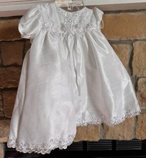 Vintage Christening Gown 3-6 Months Swea Pea  Lilli White Satin Lace Bow