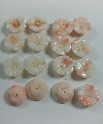 13.5 mm Natural Angel Skin Coral authentic  hand carved  Cabochon 