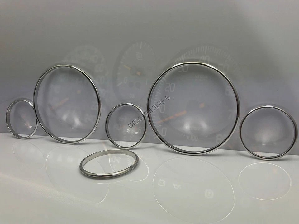 For Fiat Uno Turbo mk2 1990-1996 Chrome Gauge Trim Dial Rings Polished Alloy X6 - Image 3 of 4