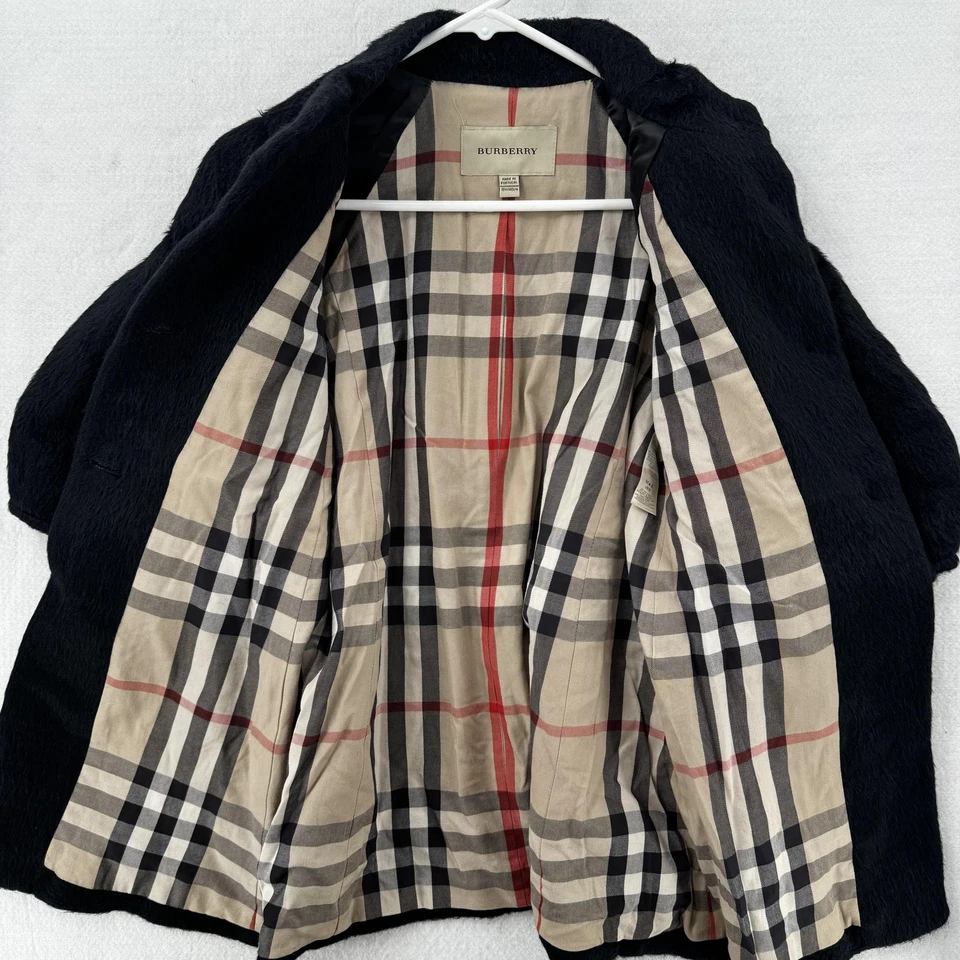 Abrigo Burberry Niñas 10Y Negro Nova Check Forrado Lana Mezcla Alpaca Manga Abullonada Foto 3 de 4
