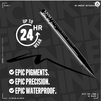 NYX PROFESSIONAL MAKEUP Epic Ink Liner Waterproof  Brown Liquid Eyeliner (EIL02)
