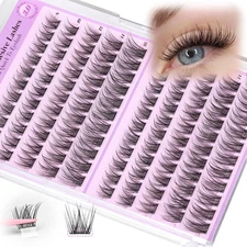 Yawamica Self Adhesive Eyelashes Wispy Lash Clusters No Glue Needed DIY Black 