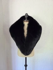 GORGEOUS! Black Fox Fur Collar Big And Fluffy, Fully Lined 46" X 7.5"
