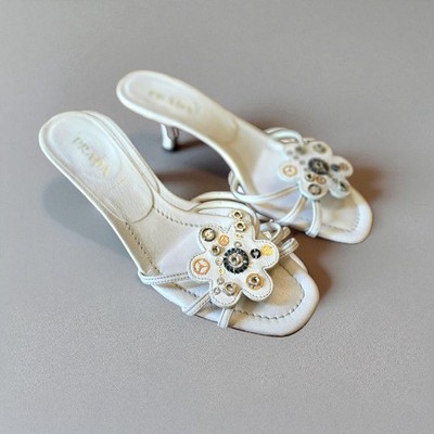 Original Prada Italy High Heel Sandaletten  - 38,5 -Cream Weiß - Ohne OVP