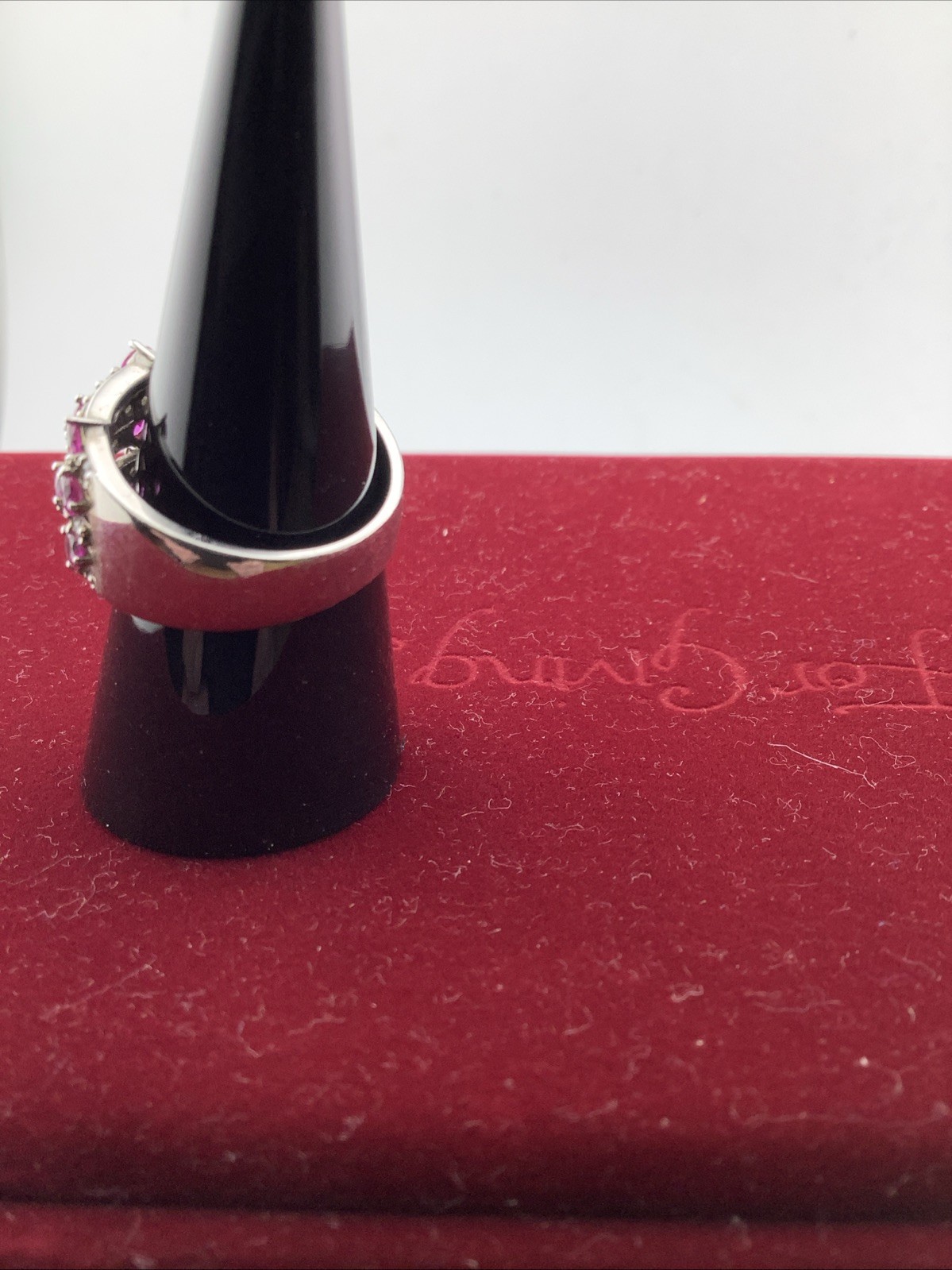 Ruby and white quartz ring sterling silver sz 8 w… - image 2