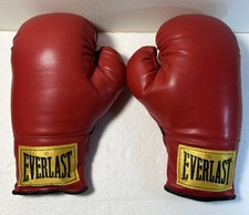 Guantoni da boxe vintage Everlast rossi 14 oz classici retrò etichetta gialla borsa allenamento