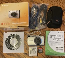 Canon PowerShot A3300 IS 16 MP Digital Camera Battery Memory Card Cables Case