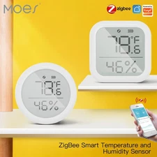 MOES Tuya ZigBee Indoor Temp & Humidity Sensor - LCD Display, Smart Life App Con