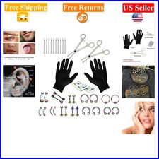 36PC Rainbow Stainless Steel Body Piercing Kit with Jewelry Tools