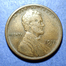1911-S Lincoln cent  VF+