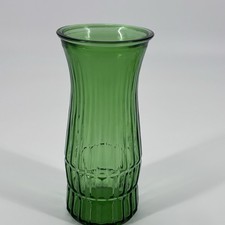 Vintage EO Brody Emerald Green Fluted Glass Flower Vase EUC