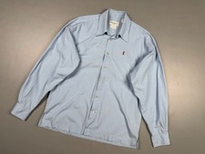 Vintage YSL Yves Saint Laurent Classic Solid Blue Long Sleeve Shirt size M