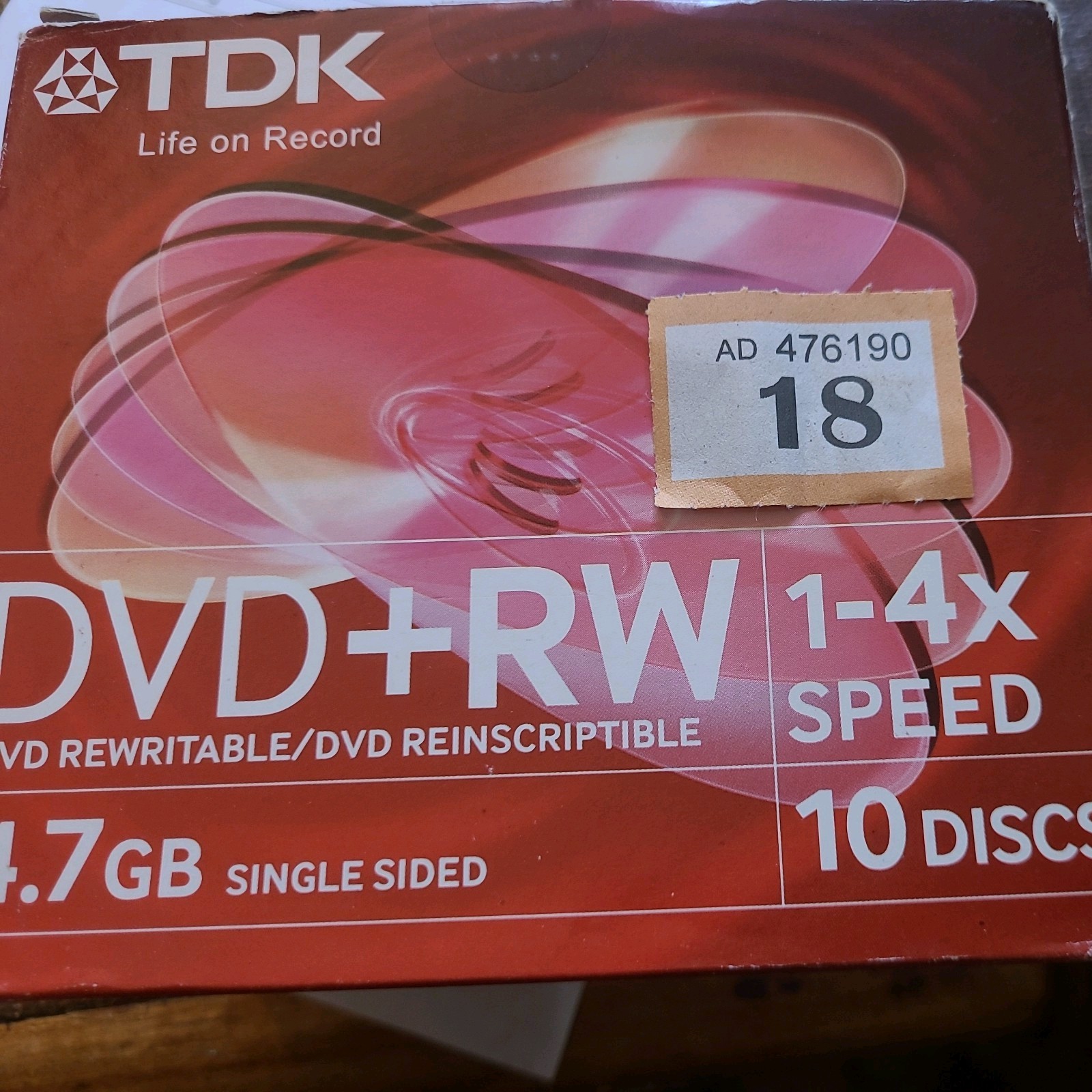 3X TDK DVD+RW Rewriteable Blank Discs 1-4x Speed 4.7GB Single Sided