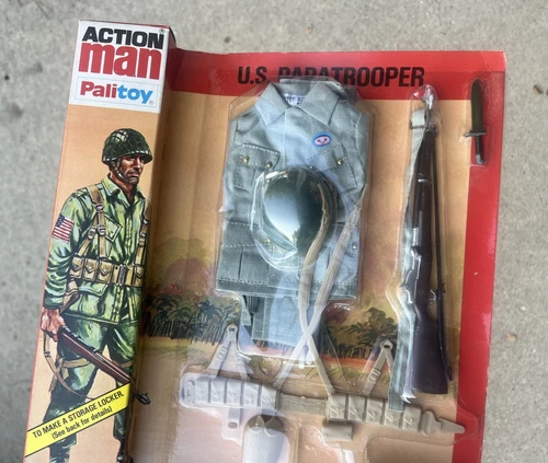 VINTAGE ACTION MAN US PARATROOPER OUTFIT SET WINDOW BOX MIB 12” PALITOY GI JOE